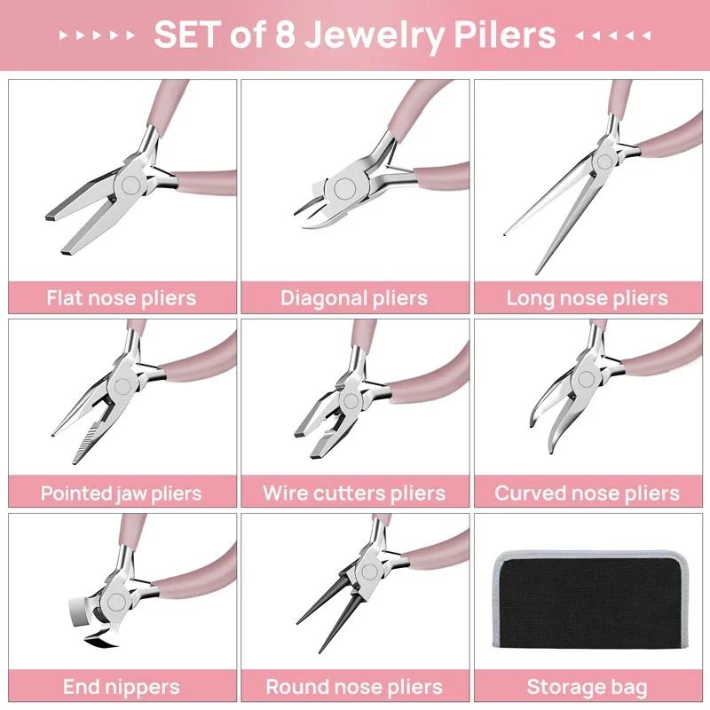 Mini Pliers Diagonal Pliers Round Bent Needle Nose Cutter Handcraft Beading Insulated Plier for DIY Small Jewelry Pliers Tools