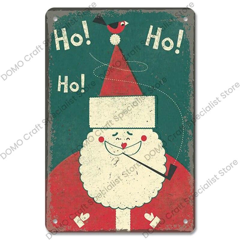 Christmas Tree Bells Santa Claus Poster Vintage Metal Tin Signs Merry Christmas Retro Metal Plate Cafe Bar Pub Home Wall Decor