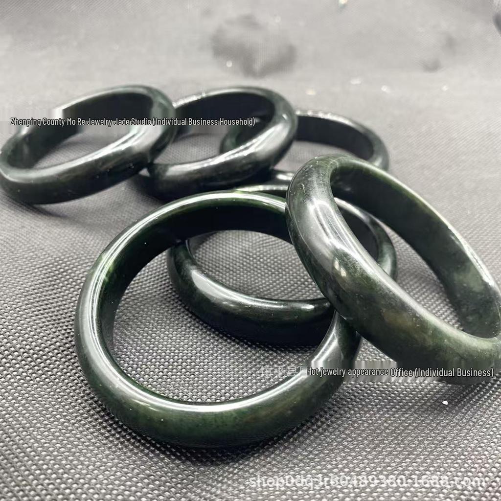 Tibetan Jade Serpentine Magnetic Bracelet: Ink Green and Olive Green Meteorite Hand Jewelry.