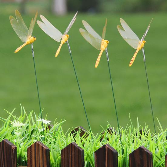 24 шт., 8,5 см, искусственная стрекоза, украшение для садового кола, устойчивое к атмосферным воздействиям, репеллент от мух, имитация шипа стрекозы, открытый длинный столб, 3D орнамент в виде стрекозы