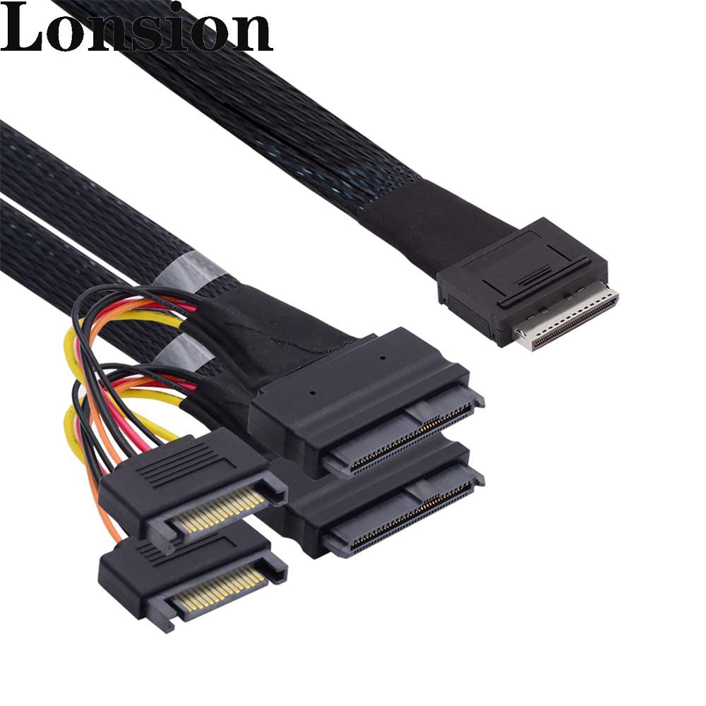Кабель OCuLink PCIe SFF-8611 8X на двойной SFF-8639 U.2 с 15-контактным разъемом SATA "папа"