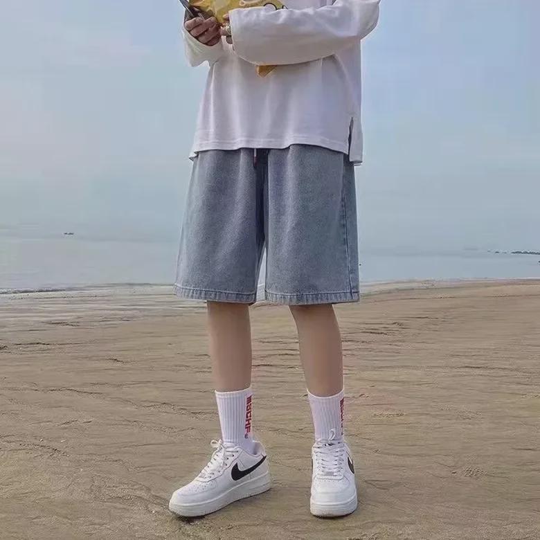 Men's Japanese Straight Denim Shorts - Summer Thin, Versatile, Loose Mid-Length, Wide-Leg Casual Shorts