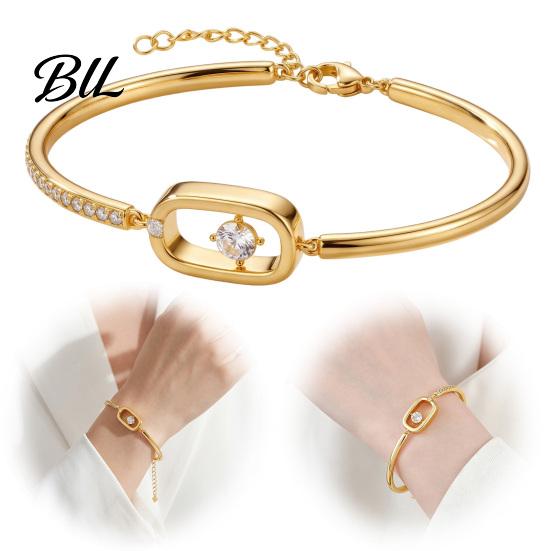Fashionable Stackable Bracelet Sparkly Zircon Bangle for Women, Shiny Geometric Rhinestone Sophisticated Banquet Jewelry Adjustable Bracelet,