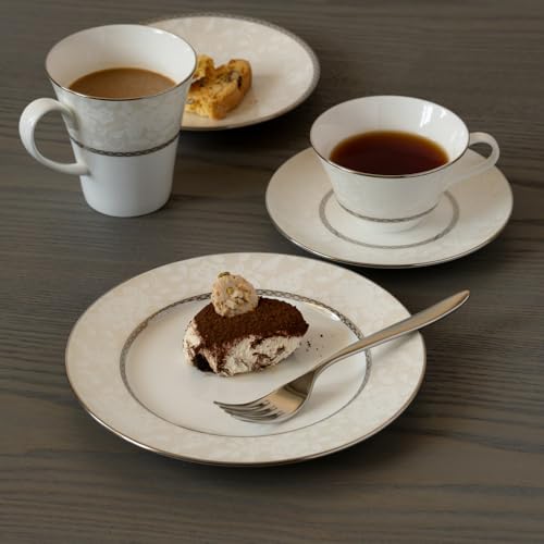 NARUMI Milano Bianca Plate, 21cm, White, with a Floral and Plum Blossom Design, Cute and Stylish, Flat Plate, 51461-1086P