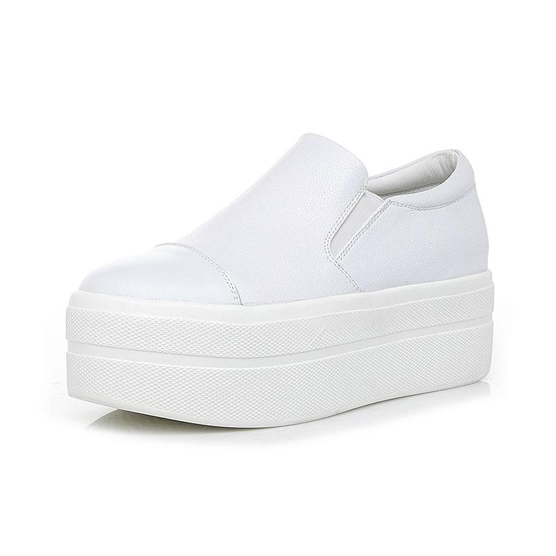 Модная повседневная обувь женская новая платформа каблук женский круглый носок 2024 новые белые туфли модные дышащие толстые туфли-лоферы женские