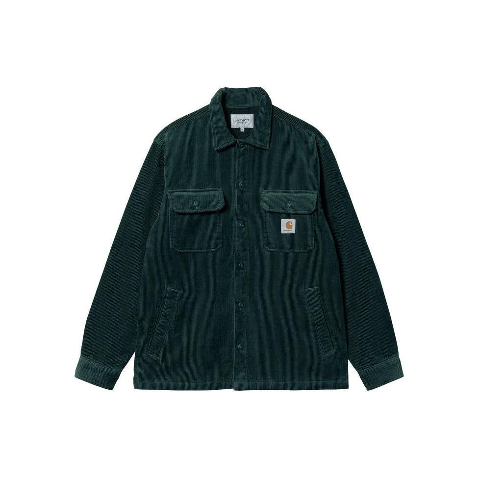 Carhartt WIP FW22 Однотонная Рабочая Куртка на Пуговицах с Нашитой Логотипом из Вельвета Мужские куртки Зеленый I028827-0WD-XX
