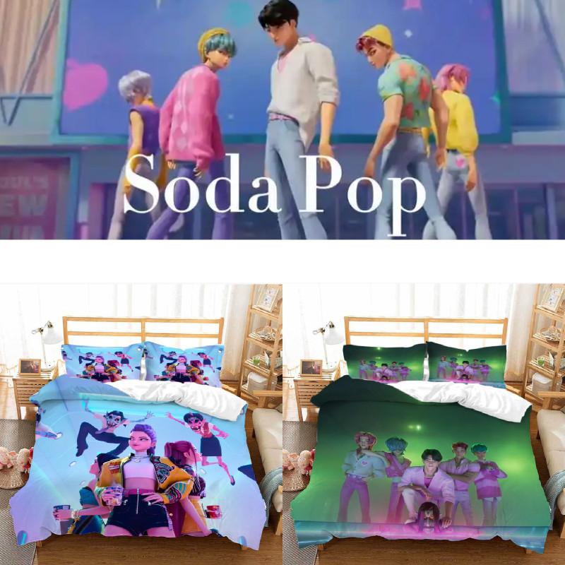 Охотники на демонов K-pop Цифровая печать Пододеяльник Наволочка Комплект Постельное белье для спальни