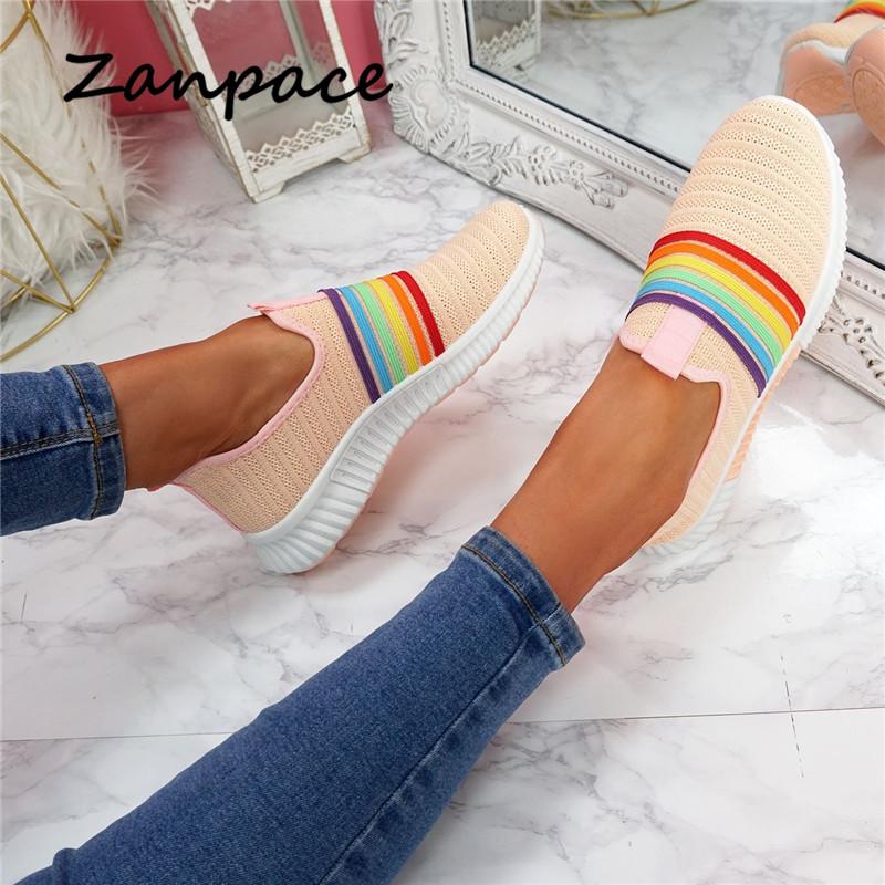 2024 Женские кроссовки Air Mesh Трикотажные вулканизированные туфли Модные дышащие повседневные туфли для женщин Слипоны Женские кроссовки на платформе