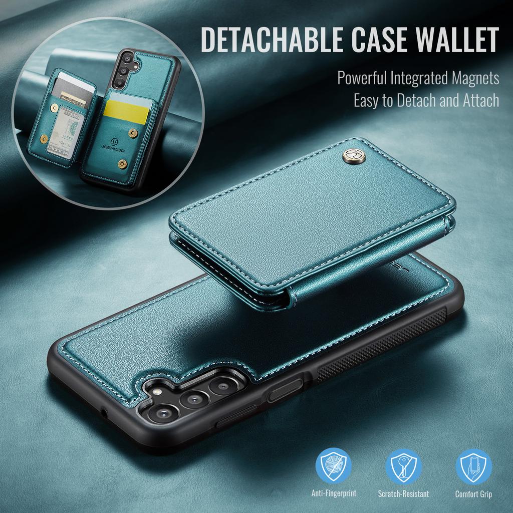 JEEHOOD J05 For Samsung Galaxy A15 4G/5G Case Leather Mobile Cover with Detachable Magnetic Card Bag
