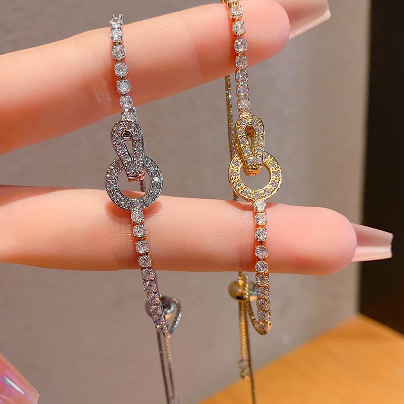 New Korean Round Package Zircon Bracelet for Women, Fashionable and Versatile, Light Luxury Bracelet