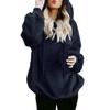 Winter Solid Thick Warm Long Color Women Hoodies Sleeve Zipper Hooded Sweatshirt
