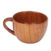 Wood Coffee Mug Tea Cup Retro Flat Base Cup with Handle for Household School Office