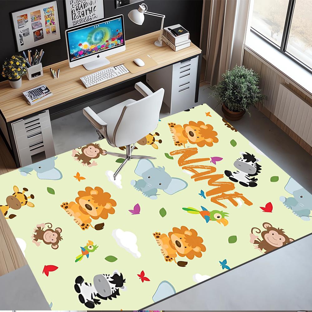 Custom Name Animals Printed Carpet,Rug for Office Chair Living Room Bedroom Kitchen Room Decor Gifts.