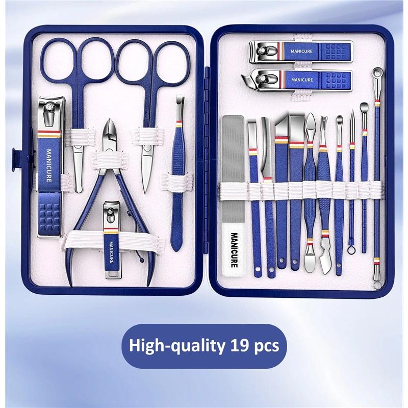 9-19pcs/set Nail Clippers Set Stainless Steel Nail Clippers Set Folding Bag Manicure Set Scissors Makeup Beauty Tools