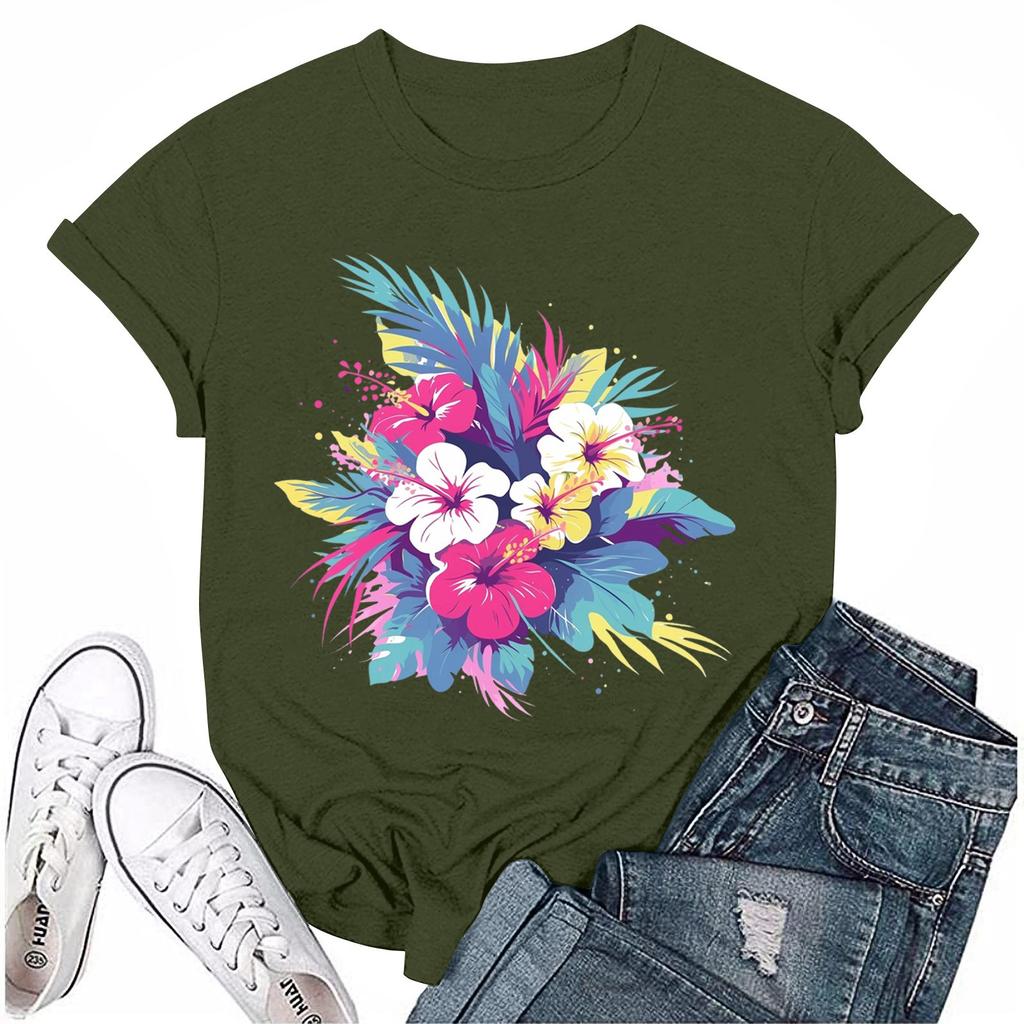 Женская мода повседневная футболка с круглым вырезом и короткими рукавами, топ, футболка, топ