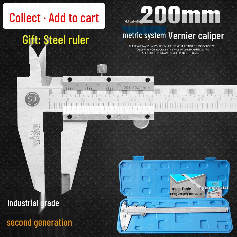 Industrial Grade Vernier Caliper, Precision Scale, 150-300mm Range with Small Oil Mark