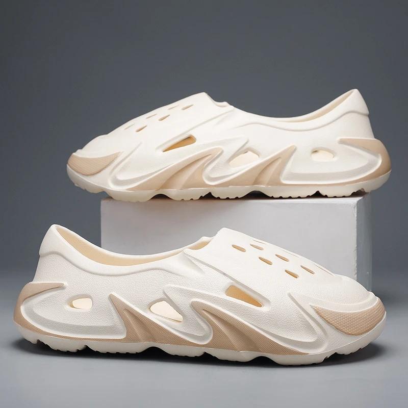 Модные мужские сандалии летние пляжные тапочки мужские сандалии уличные тапочки EVA Hollow 2024 нескользящие дырочки шлепанцы мужская повседневная обувь zapatos