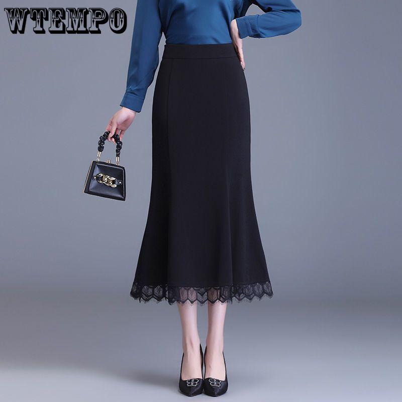Женская юбка миди на весну и осень с высокой талией, юбка-рыбий хвост, облегающая бедра, юбка средней длины с высокой талией