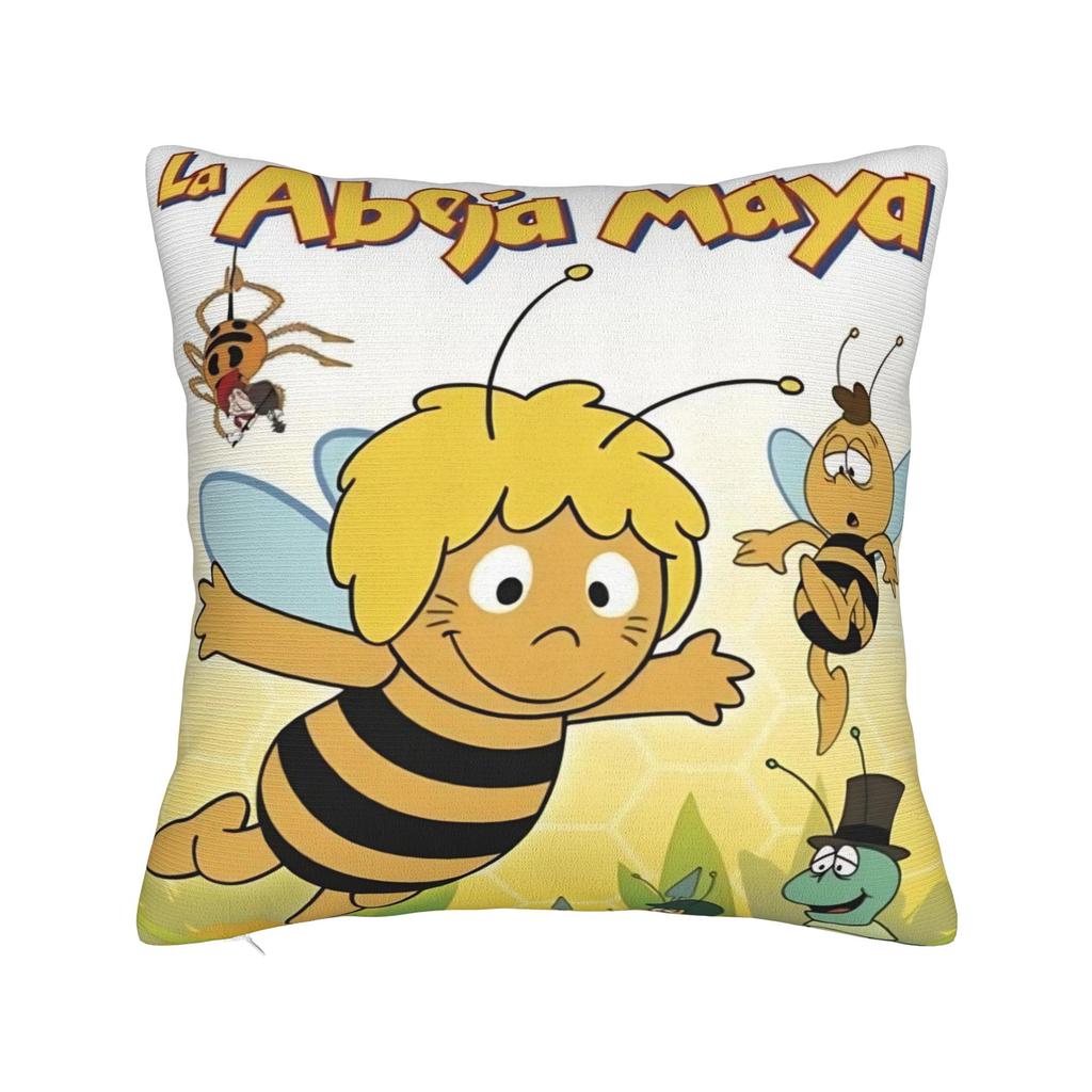 Maya The Bee With Flowers Cartoon Pillowcase Merch Soft Cushion Cover Gift Throw Pillow Case Cover Home Multi Size