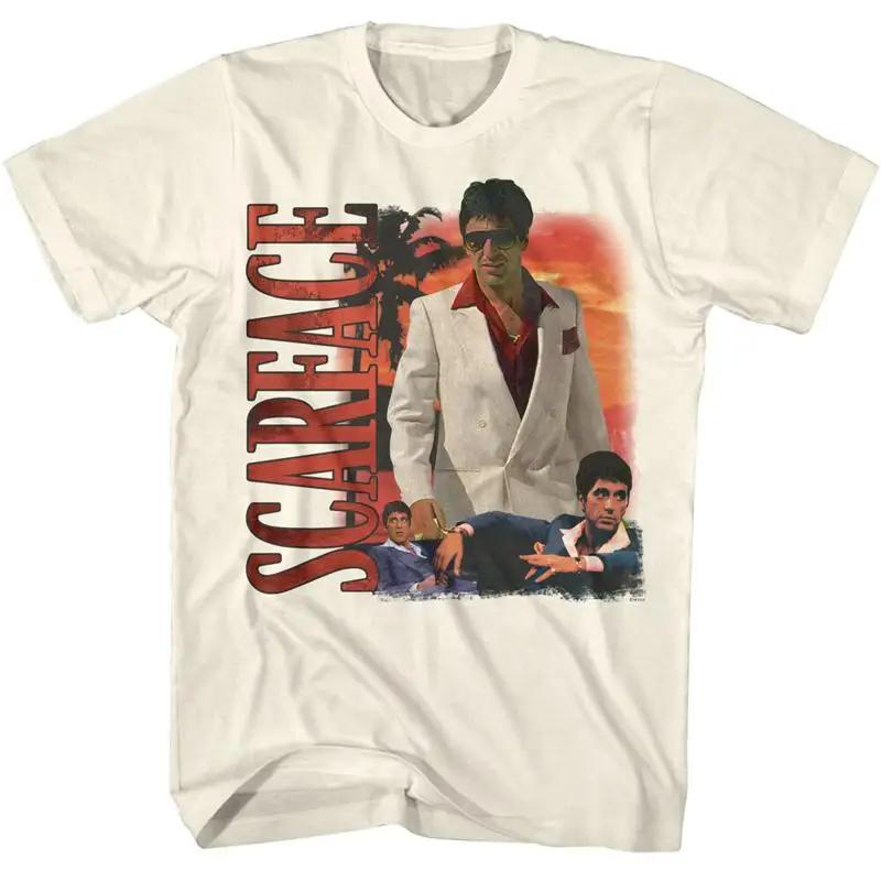 Scarface Unisexs T Shirt Movie Tony Montana Al Pacino Palm Tree Sunset New Natural