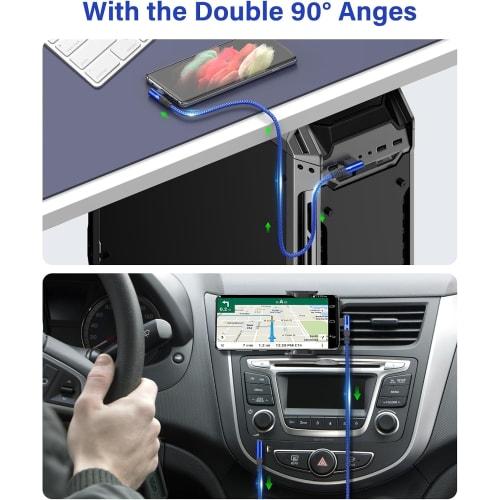 Кабель USB Type C L-образный с обоих концов [3 м / Набор из 2 штук] Кабель AviBrex Type C 90 градусов Кабель Type-C [Быстрая зарядка 3.1A] Нейлоновая оплетка Высокая прочность USB