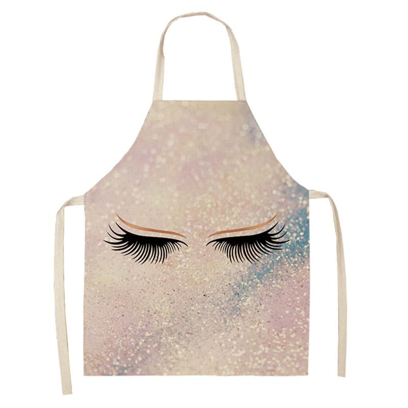 Eyebrow Style Men Women Home Tablier Enfant Cleaning Tools Apron With Pockets Eyelash Pattern Sleeveless Cotton Linen Aprons
