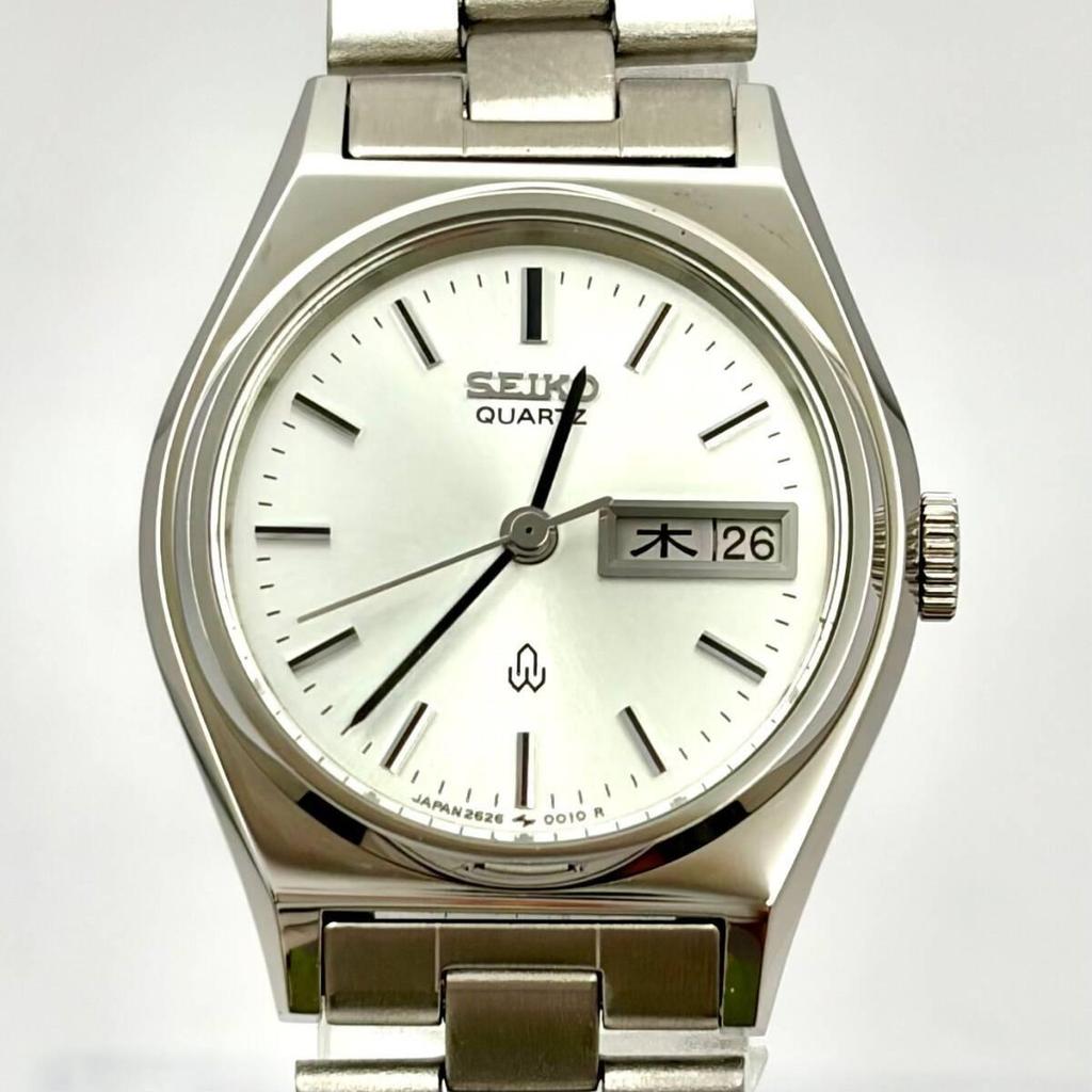 Used [Beautiful/New Battery] SEIKO Ladies Watch Silver Day-Date 2626-0010 212646 Genuine Belt Engraved