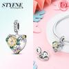 New 925 Silver Sparkling Magic Cube Love Charm Red Heart Beads DIY for Women Bracelet Fine Jewelry Gift Accessories