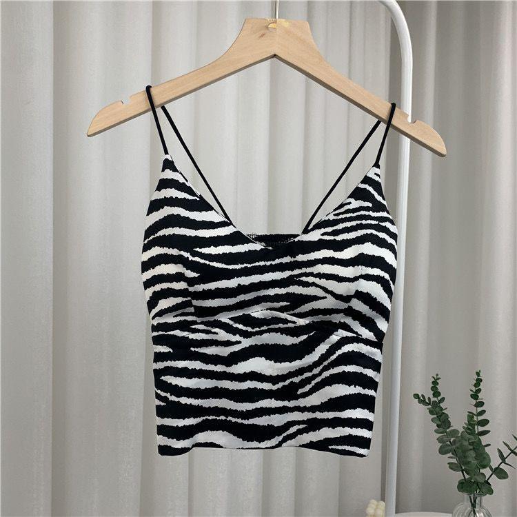 Summer New Y2k Camisole Tops Women Vest Corset Top Korean Fashion Zebra Print Crop Top Camis Streetwear Sexy Tank Top