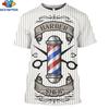 Barbershop Sci-ssors Tool T-shirt 3D Men's Fashion Street Clothing Barbershop Shirt(Free Custom)