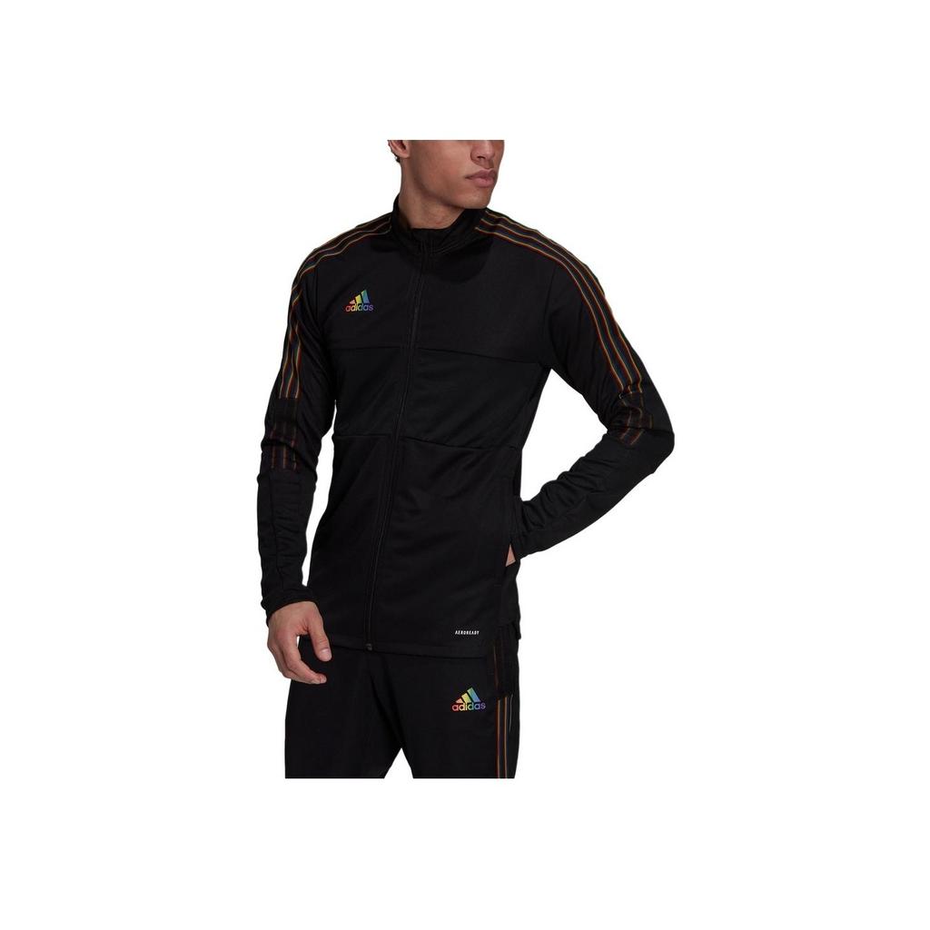 Adidas Футбольная тренировочная спортивная куртка с воротником-стойкой и полосками Мужская верхняя одежда Черный GS4709