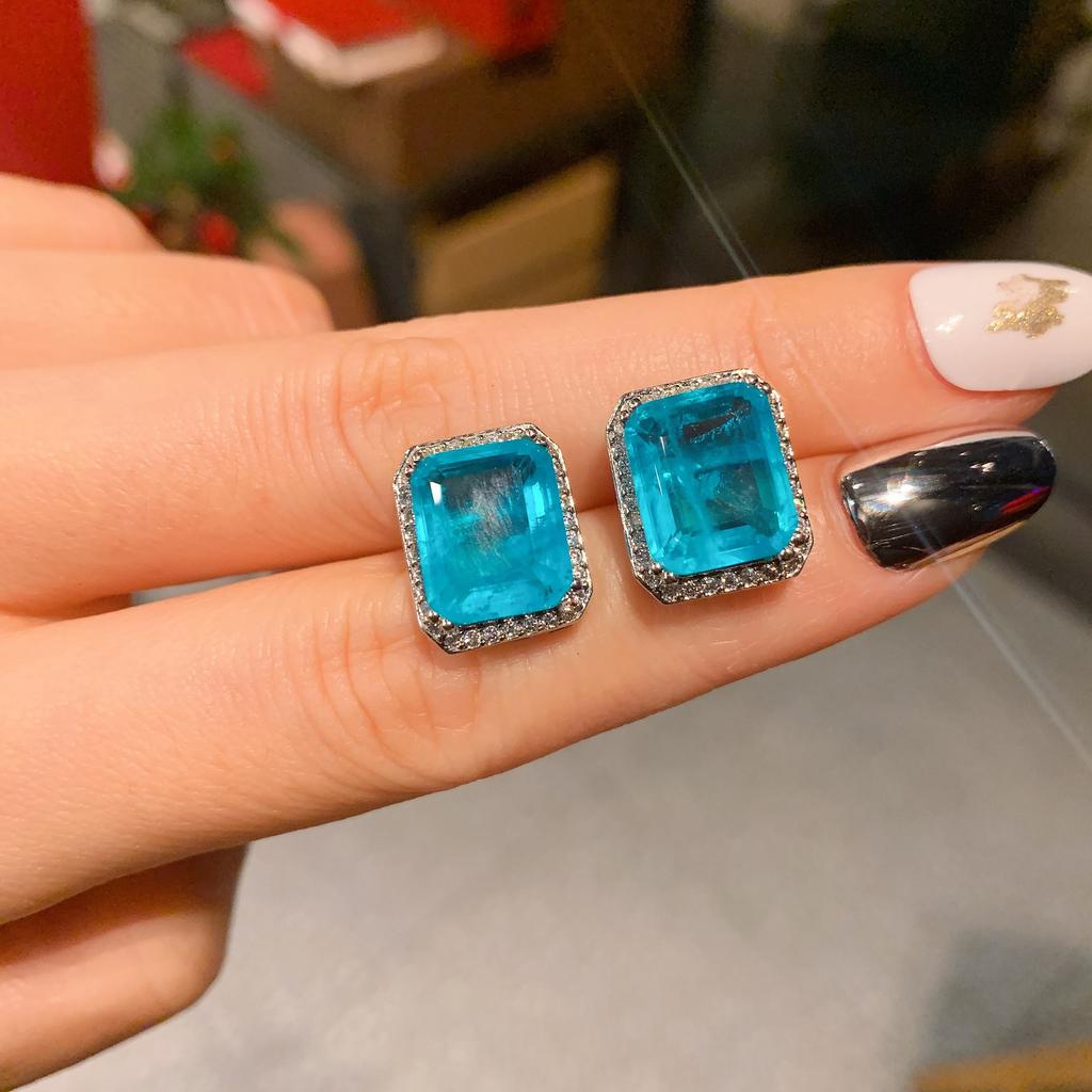 Jewelry Imitation Paraiba Diamond Women'S Pendant Stud Earrings Main 12 * 16 9 * 12