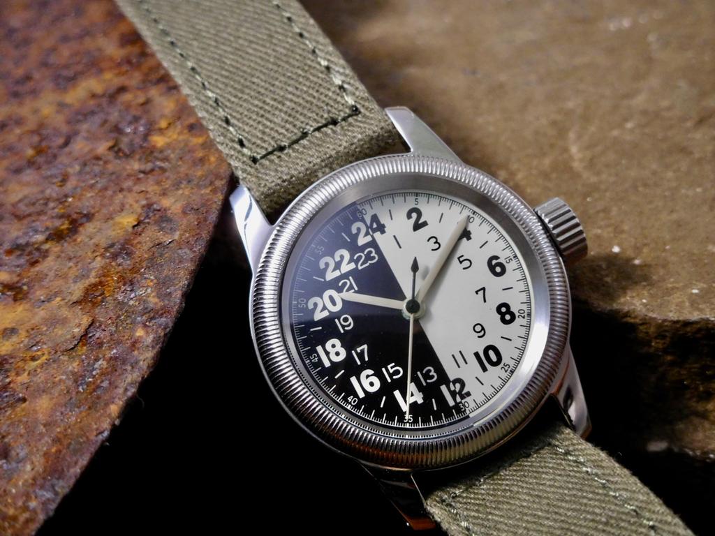 Военные часы ТИП 24H ночь день зеленый ремешок из ткани [MRMW] мужские A-17a &