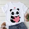 Short Sleeve T Shirt Tee Fashion Women Panda Cartoon Printed Clothes Tops White Kawaii Ladies Summer Tops Simple Female T-Shirt