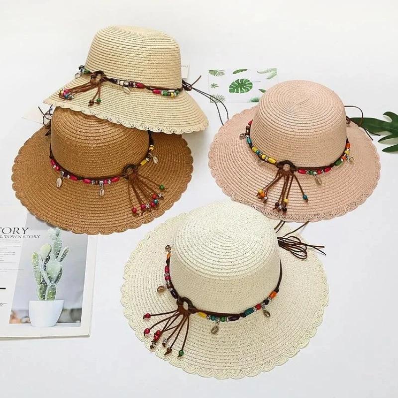 Fashionable Korean Embroidered Daisy Straw Hat Women Summer Foldable Fisherman Sun Hat