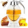 Honey Dispenser, Maple Syrup Dispenser, Honey Jar with Stand, 200 Ml Beautiful Honey Comb Shaped Honey Pot for Home Kitchen