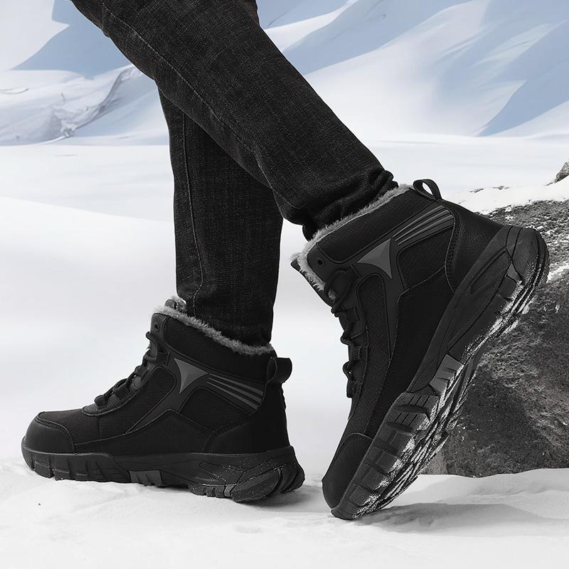 Men Combat Snow Boots Winter Warm Work Desert Boots with Fur High Top Outdoor Hiking Boots Large Size