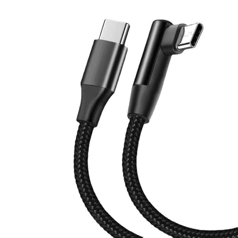 66 Вт нейлоновый плетеный 3A двойной кабель Type-C Elbow Data для быстрой зарядки Huawei Honor PD