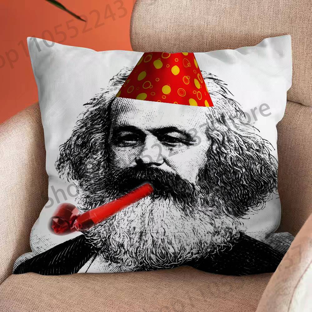 Political Thinker KKarl MMarx Cartoon Printing Pillowcase Customized Pillow Cover for Sofa Home Decor