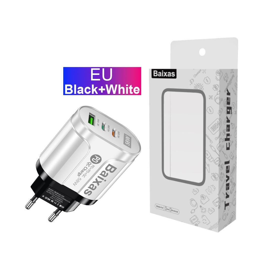 Двойное быстрое зарядное устройство 58 Вт с 2 портами PD + QC3.0 - Штекеры EU, US, UK, AU