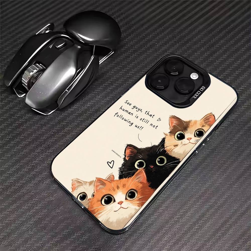Популярный Чехол для Телефона с Мультяшным Котом и Кофе Для iPhone 17 16 15 14 13 12 11 Pro Max XS Max 7 8 Plus Ударопрочный Силиконовый Матовый Чехол