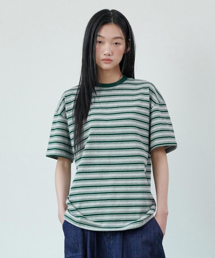 GLW [Unisex] Striped Short Sleeve T-Shirt Green