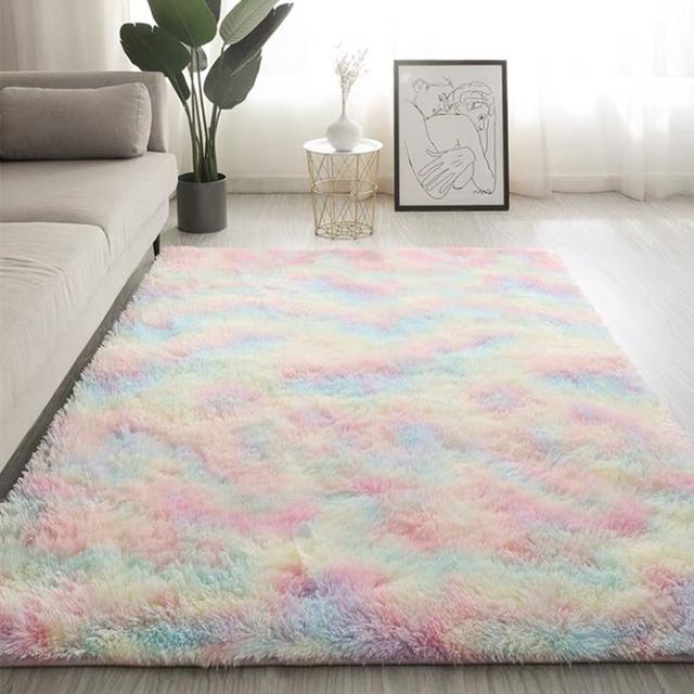 Silky Fluffy Carpet Modern Home Decor Long Plush Shaggy Rug Children 'S Play Mats Sofa Living Bedroom Bedside Mat Balcony Carpets