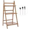 3Tier Bamboo Storage Balcony Fleshy Floor Rack Folding Flower Pot Stand Plants Shelf(Log Color)