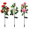 5 Head LED Solar Simulation Rose Flower Solar LED Light Garden Yard Lawn Night Lamp Landscape
