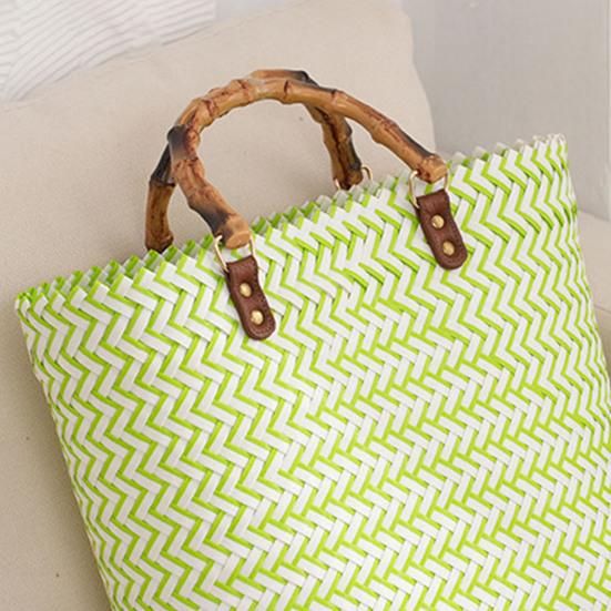 Пляжная сумка с деревянной ручкой. Изысканный многофункциональный плетеный вручную ротанг, большой соломенный дорожный аксессуар, ежедневное хранение.