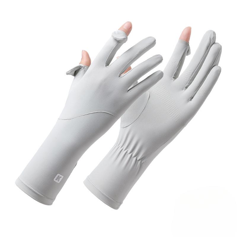 Солнцезащитные перчатки для женщин, защита от УФ-лучей, тонкие летние, из ледяного шелка, дышащие, нескользящие, для вождения, с сенсорными пальцами, перчатки для езды