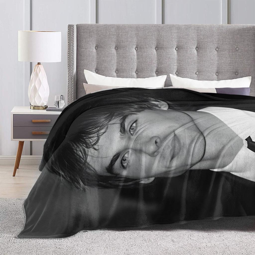 Damon Salvatore Blankets Camping Flannel Throw Blanket For Outdoor Warm Soft Custom Quality Bedspread Gift