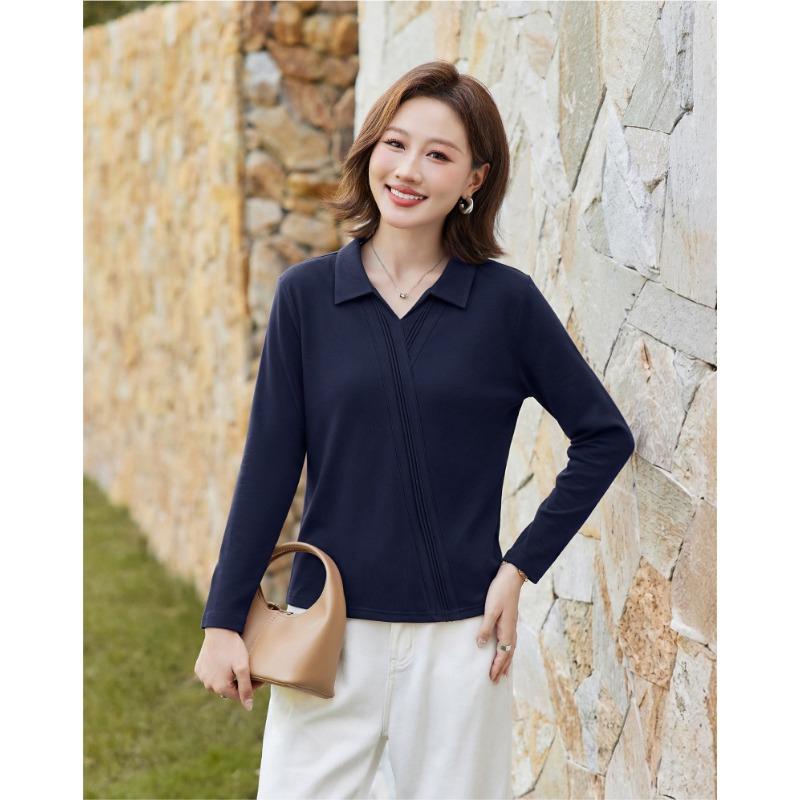 Women S Autumn Long Sleeve Polo Neck T Shirt Casual Loose Fit Top