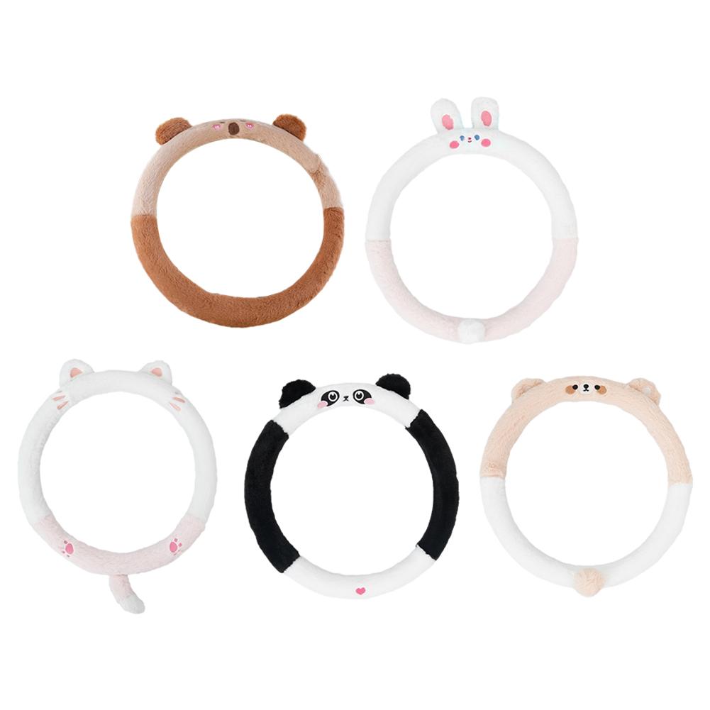 Универсальная зимняя оплетка на руль для женщин, милая мультяшная пушистая оплетка для руля, греющая руки, оплетка на руль автомобиля